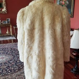 Genuine White Rabbit Fur Coat